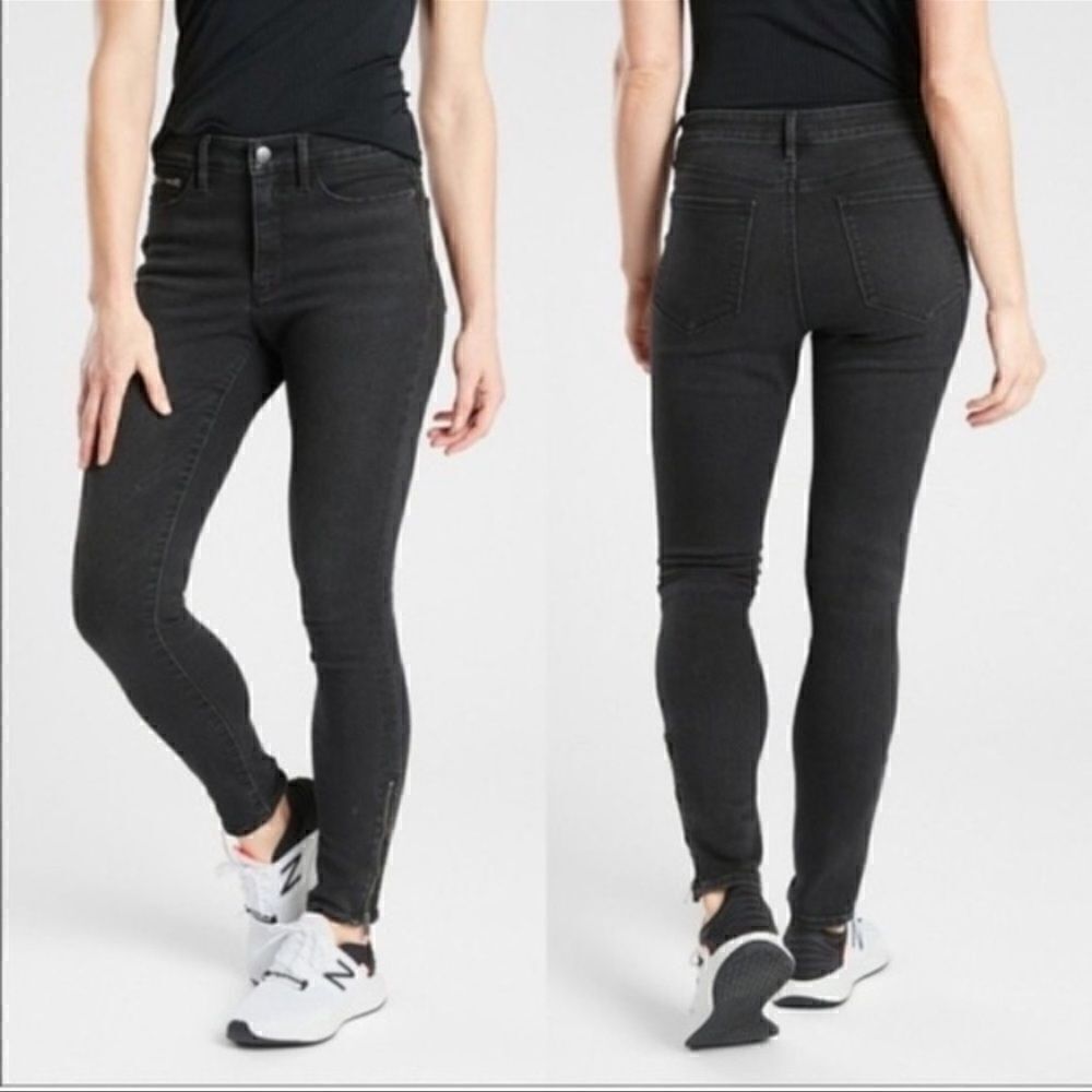 ATHLETA Sculptek Ultra Skinny Zip Jean Carbon Wash Size 6